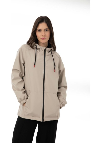 Spor Kadın Astarlı Su Geçirmez ve Rüzgara Dayanıklı Kapüşonlu Iç Cepli Mevsimlik Yağmurluk fiyatları
