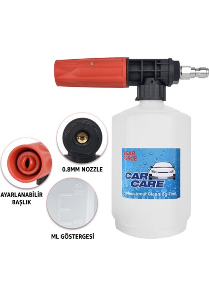 Bear Force Foam Lance Köpük Aparatı Quick Plug ve Şarjlı Cihazlarla Uyumlu 0,6 Litre Köpük Yapıcı Kar Köpüğü Yapıcı Aparat indirimleri