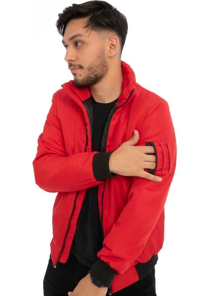 Spor Erkek Astarlı Dik Yaka Mevsimlik Cepli Su ve Rüzgar Geçirmez Mont modelleri