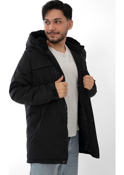 Spor Erkek Polarlı Kürklü Su ve Rüzgar Geçirmez Kapüşonlu Kışlık Mont & Kaban & Parka modelleri