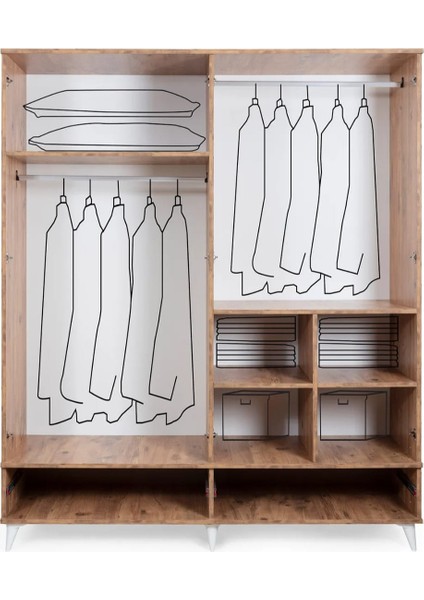 Evimşah Panjurlu 4 Kapaklı Membran Ceviz / Beyaz Dolap modelleri