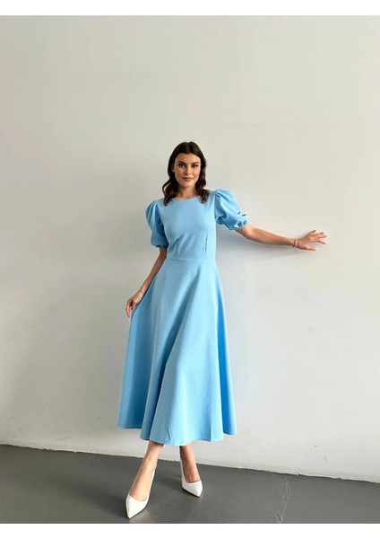 Karpuz Kollu Midi Boy Elbise modelleri