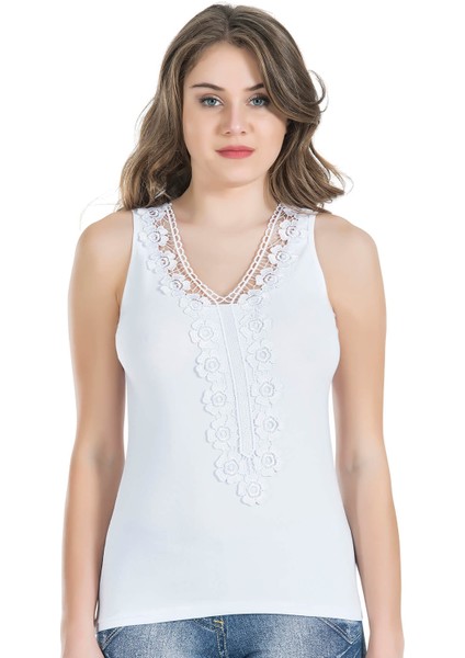 Lesca Güpürlü Sıfır Kol Kadın Atlet 155