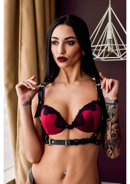 Sırtı Zincir Detaylı Şık Deri Harness - BRF215 fiyatları