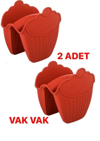 Silikon Fırın Eldiveni Vak Vak 2’li Kırmızı