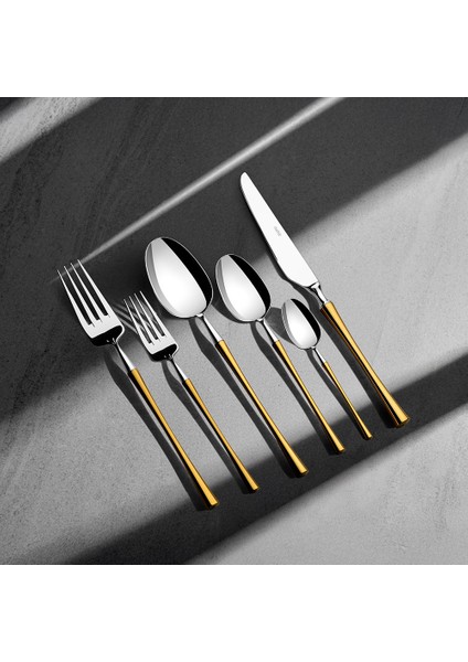 Marbella Altın Saten 12 Kişilik 72 Parça Kutulu Çatal Kaşık Bıçak Takımı
