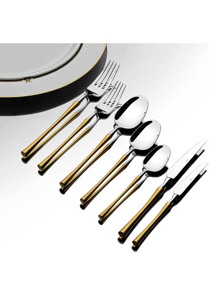 Marbella Altın Saten 12 Kişilik 72 Parça Kutulu Çatal Kaşık Bıçak Takımı fiyatları