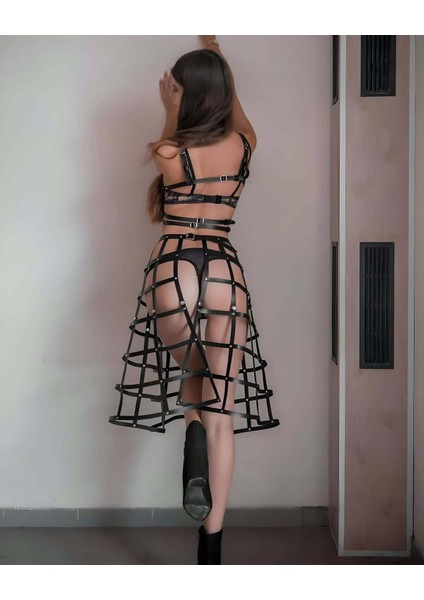 Kafes Tasarımlı Deri Alt ve Üst Takım, Festival Kostümleri - BRF1013 modelleri