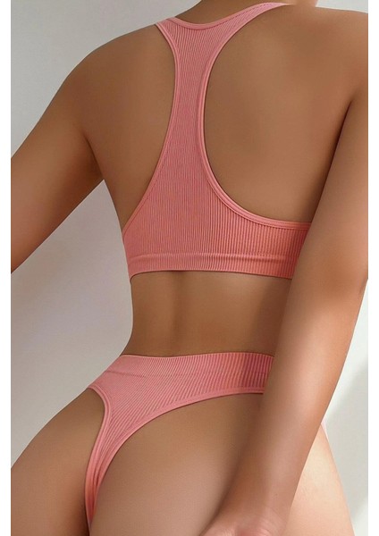 Kadın Somon Desteksiz Seamless Tangalı Iç Çamaşır Takımı fiyatları