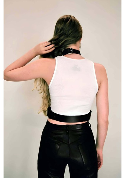 Boyun Bağlantılı Korse Kemer Harness, Kadın Deri Bel Kemeri - APFT1297 modelleri