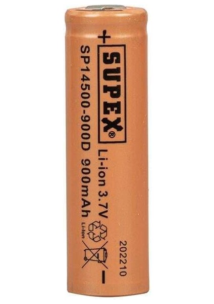 Supex 14500-900D Lityum Ion 3.7VOLT 900MAH Şarj Edilebilir Başlıksız Pil