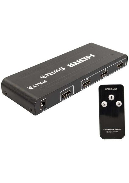 Fully G-538H 3 Giriş 1 Çıkış Hdmi Switcher Toplayıcı Metal Kasa Adaptörlü