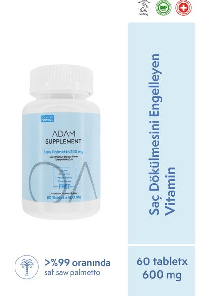 Saw Palmetto (Cüce Palmiye) Saç Dökülmesini Engelleyen Vitamin - 60 Tablet