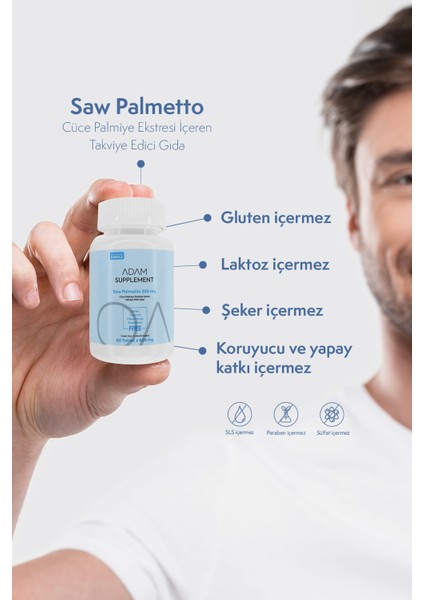 Saw Palmetto (Cüce Palmiye) Saç Dökülmesini Engelleyen Vitamin - 60 Tablet modelleri