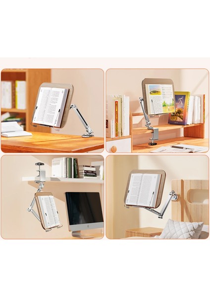 Kitap Tutucu Stand Ayarlanabilir Stand ve Tablet Standı 360° Döner Kollu Masa Duvar ve Raf Uyumlu Ergonomik Tasarım Ofis Öğrenci ve Ev Kullanımı Için Mükemmel Tutucu Stand