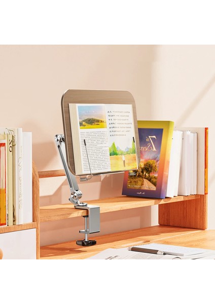 Kitap Tutucu Stand Ayarlanabilir Stand ve Tablet Standı 360° Döner Kollu Masa Duvar ve Raf Uyumlu Ergonomik Tasarım Ofis Öğrenci ve Ev Kullanımı Için Mükemmel Tutucu Stand