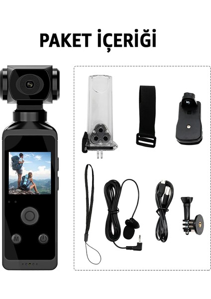 4K Ultra Hd Aksiyon Kamerası – 270° Geniş Açı - Döner Klips - Su Geçirmez Kılıf - Wifi Kamera - Mikrofon - Micro Sd Uyumlu
