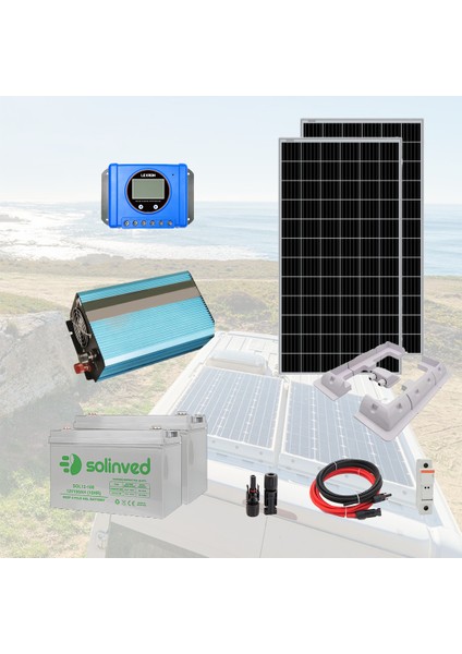 Solar Güneş Enerji Sistemi Karavan ve Aydınlatma Paketi (Tak-Kullan)-Orta