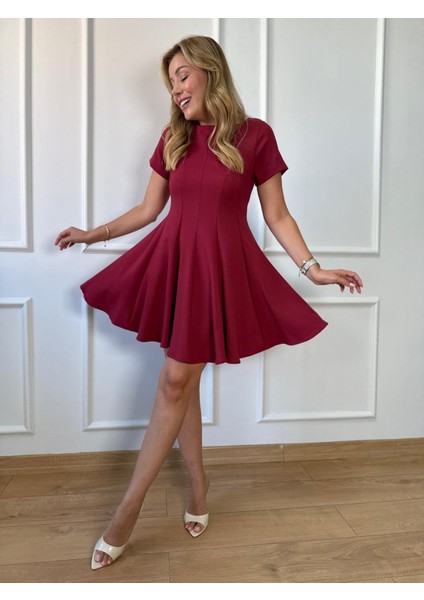 Bordo Volanlı Elbise modelleri