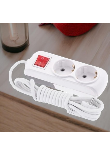 Anahtarlı Grup Priz Fiş Çoğaltıcı 1 Metre Topraklı Düğmeli Çoklu Kablolu 2'li Asmalı Uzatma fırsatları