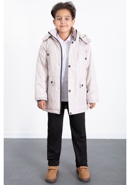 Bej Içi Kürklü Çıkarılabilir Kapüşonlu Basic Erkek Çocuk Şişme Mont 21441 modelleri