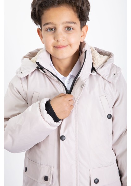 Bej Içi Kürklü Çıkarılabilir Kapüşonlu Basic Erkek Çocuk Şişme Mont 21441 indirimleri