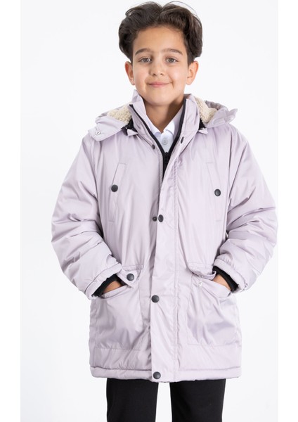 Gri Içi Kürklü Çıkarılabilir Kapüşonlu Basic Erkek Çocuk Şişme Mont 21437 modelleri