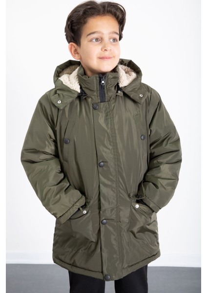 Haki Içi Kürklü Çıkarılabilir Kapüşonlu Basic Erkek Çocuk Şişme Mont 21438 indirimleri