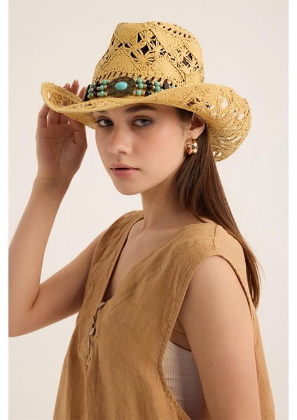 Hasır Motifli Taşlı Metal Şapka fiyatları