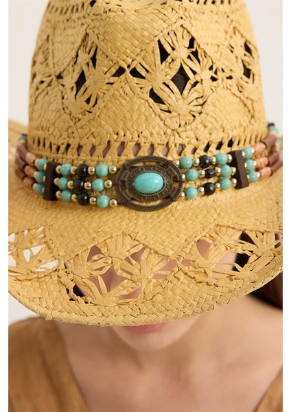 Hasır Motifli Taşlı Metal Şapka modelleri