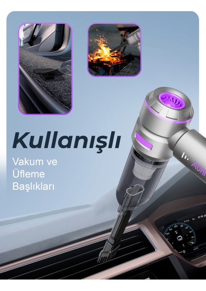 Auhma Ahv-02 Kablosuz Araç Içi Süpürge 17000PA Güçlü Vakum ve Üfleme Özellikli 3 Kademeli fiyatları