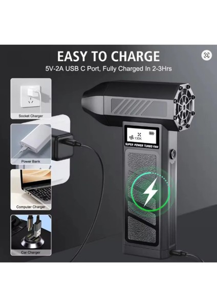 Işıklı Mini Turbo Jet Fan 130000RPM Araba Aksesuarları Temizleme Üfleyici Aracı Kar Üfleyen modelleri