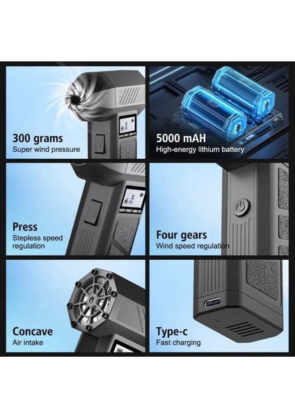 Işıklı Mini Turbo Jet Fan 130000RPM Araba Aksesuarları Temizleme Üfleyici Aracı Kar Üfleyen fırsatları