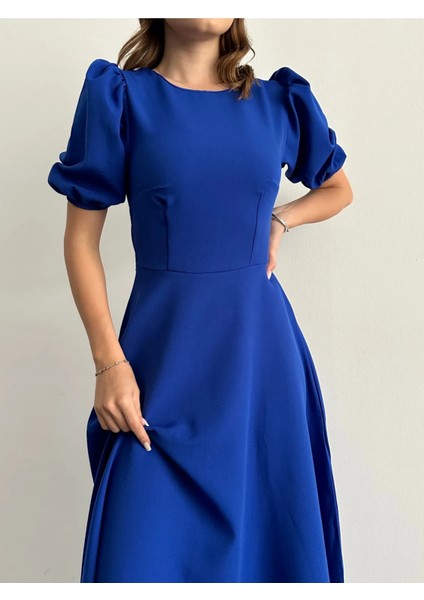 Karpuz Kollu Midi Boy Elbise modelleri