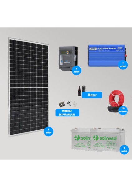 Mini Bağ Evi ve Karavan Solar Güneş Enerji Sistemi 2500W Depolama