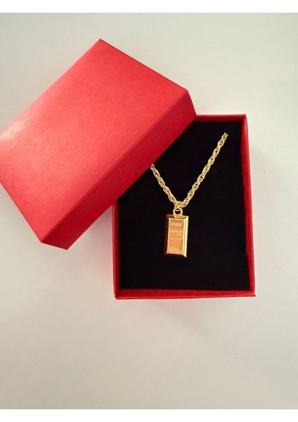 Unisex Külçe Altın Tasarımlı Juping Kolye