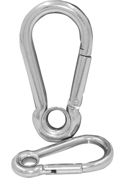 Krom Yüksüklü Paslanmaz Karabina – Halat Uçları Için Güvenli Bağlantı Aparatı (4 Mm) 10'lu Paket
