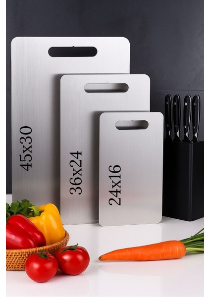 304 Kalite Antibakteriyel Paslanmaz Çelik Kesme Tahtası 3 Adet