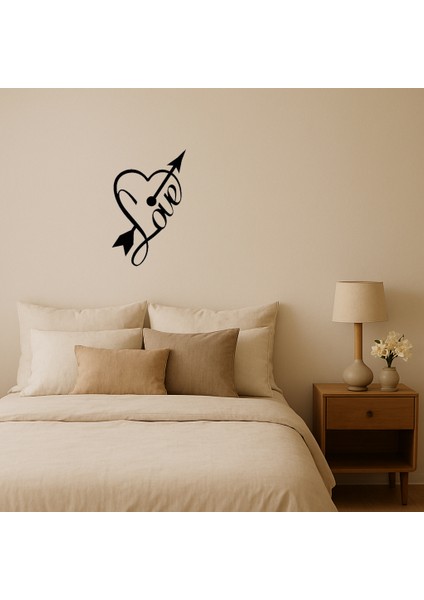 Romantik Kalp ve Yazı Tasarımlı Mdf Duvar Tablosu - BRNTEK5717-7082