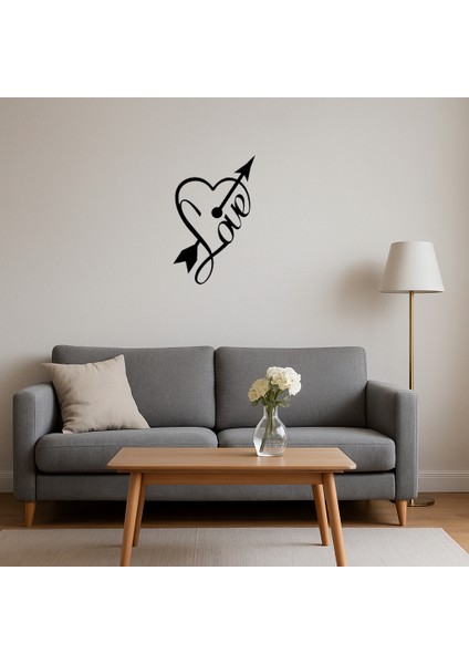 Romantik Kalp ve Yazı Tasarımlı Mdf Duvar Tablosu - BRNTEK5717-7082 fırsatları