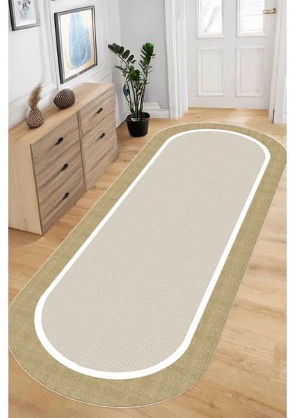 Dijital Kaymaz Yıkanabilir Jüt Sisal Görünümlü Oval Salon Halısı Mutfak Halısı Yolluk DC-OVAL7339