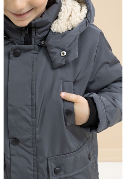 Füme Içi Kürklü Çıkarılabilir Kapüşonlu Basic Erkek Çocuk Şişme Mont 21442 indirimleri