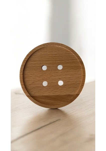 Keyif Ahşap Bardak Altlığı Düğme Figürlü 4 Lü modelleri