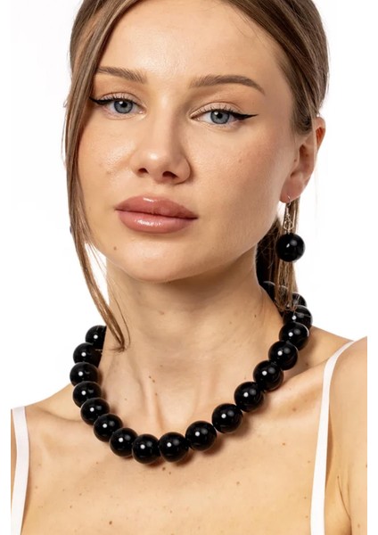Büyük Boncuklu Kolye Küpe Set - 20MM Boncuklu fiyatları