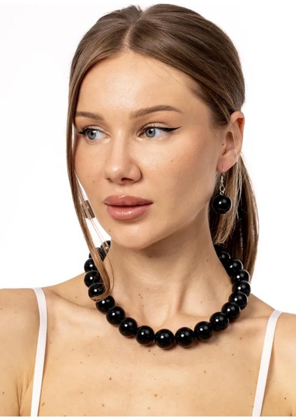 Büyük Boncuklu Kolye Küpe Set - 20MM Boncuklu modelleri