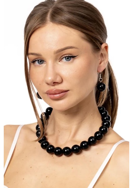 Büyük Boncuklu Kolye Küpe Set - 20MM Boncuklu indirimleri