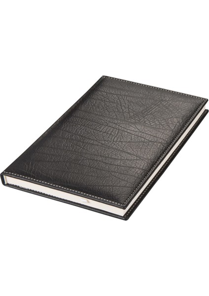 2026 Tarihli Günlük Çizgili Ajanda Baron Deri Desen Kapak 17*24 cm Siyah