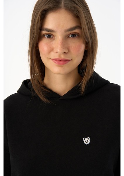 Panda Supersoft Crop Hoodie - Siyah fiyatları