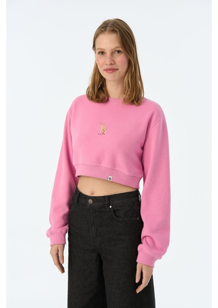 Ceylan Supersoft Crop Sweatshirt - Pembe fiyatları