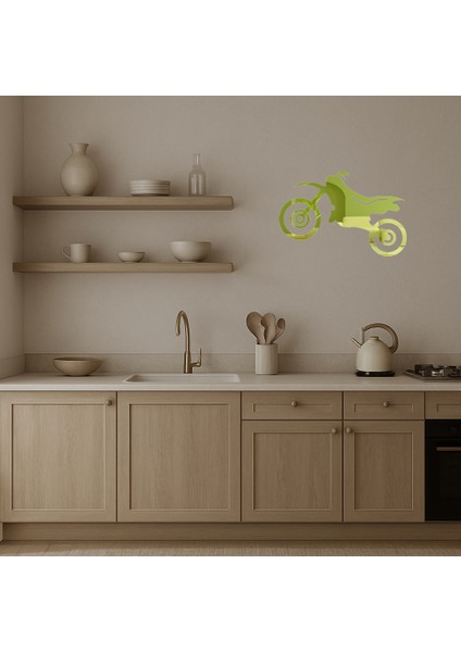 Hız Tutkunu Motorcu Desenli Dekoratif Altın Aynalı Tablo - BRNTEK3812-8342 modelleri